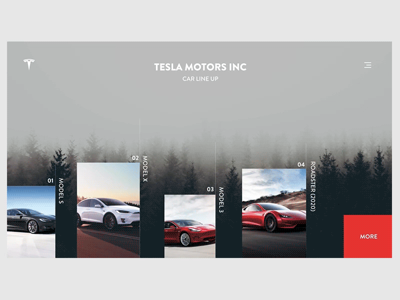 Tesla Cars Gallery - OnHover Animation - (Part 1) animation branding flat gif interaction design logo motion tesla typography ui ux web