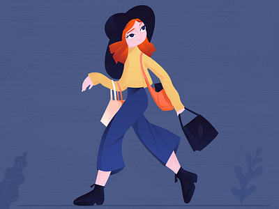 Weekend Shopping adobe xd bag blue character design details fashion girl girl character hat illustration redhair shop shopping shopping app yellow