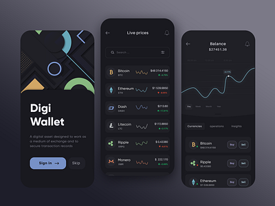 Crypto Portfolio and Exchange app bitcoin card chart crypto currency crypto exchange crypto wallet cryptocurrency exchange finance graph ui invest sign in trade trading app ui ux wallet