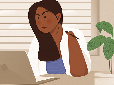 Women at work 🤘🏻 brown computer design header illustration landing page ui vector website woman