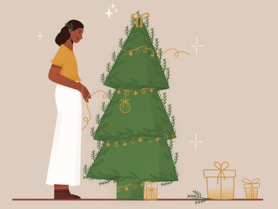 Happy New Year design figma gift header illustration landing logo page sapin tree ui vector website woman