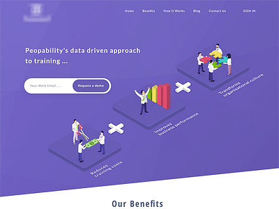 Human resources business demo homepage howitworks humanresources illustration isometric purple statistics