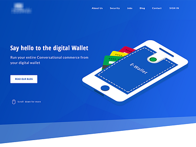 Digital Wallet blue creditcard homepage illustration money wallet website