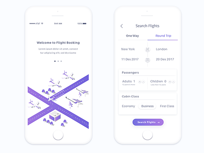 Flight Booking airport app booking flight ios isometric search ui