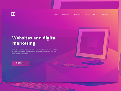 Digital Marketng website computer digital header isometric landng marketng page purpale website