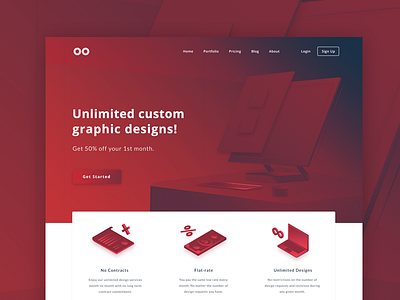 Graphic designs designs graphic illustration isometric landing page red website