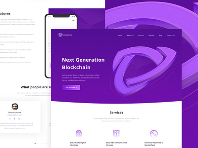 Blockchain landing page app bitcoin blockchain character computer crypto currency digital header illustration iphone isometric landing page purple ui ux vector web website white