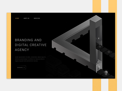 Digital Creative Agency app bitcoin black branding character computer design digital header homepage illustration isometric landing page triangle ui ux vector web website