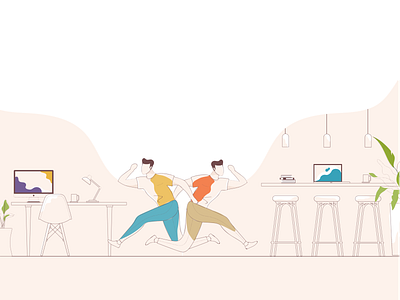 coworking space types clean coworkers coworking space dedicated desk editorial floating illustration