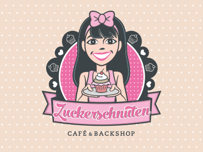 Zuckerschnuten bakery cafe cupcakes girl iam design illustration logo muffins zuckerschnuten