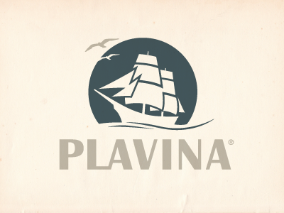 Plavina Logo blue boat iam iam design logodesign logo plavina ship wave wine