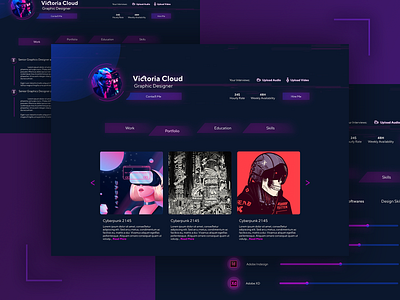 Cyberpunk 2145 | Online Resume app blue clean cv cyberpunk daily ui design future iphone online online portfolio portfolio red resume social template trend ui ux website design