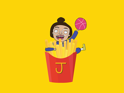 Hola Dribbble! branding debut design first shot flat fries icon illustration invite vector