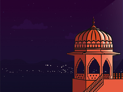 Jal Mahal architecture heritage history illustration india jal mahal landmark monument night scene palace rajasthan window