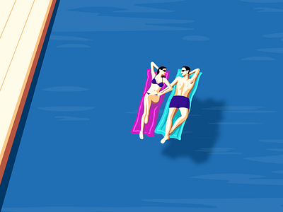 couple relaxing in swimming pool boy couple girl graphics illustrations relaxing shadow summer swimming pool vector water