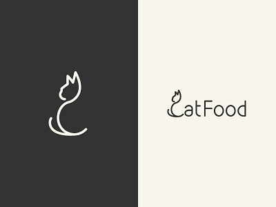 Cat Food Logo animal brand cat food line icon logo logotype minimal pet