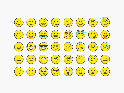 Smileys Version 1 cool cute emoji emoticons expressions faces filled outline icon icons smile smileys