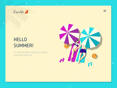 Travelife Welcomes Summer beach couple holiday illustration page sea summer travel ui website