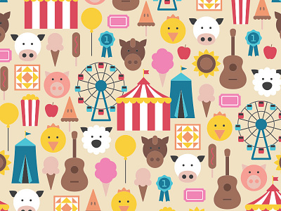 State Fair Pattern country farm animals food on sticks kentucky patterns state fair