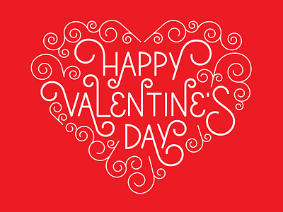 Valentine flourish heart lockup type valentines day