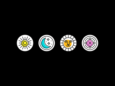 Unused Tarot Buttons buttons design fieldtrip illustration illustrator line art lion moon rose stars sun tarot vector