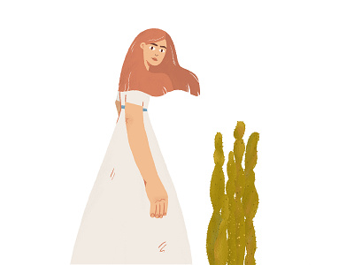 S H E ' S A R A I N B O W cactus girl character girl illustration