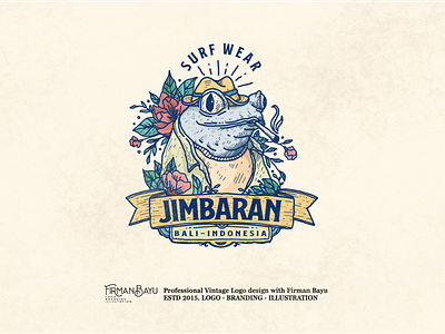 JIMBARAN SURF WEAR, Bali Indonesia - Vintage Logo Design