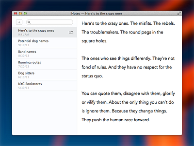 Notes Mockup (OS X) mavericks notes os x