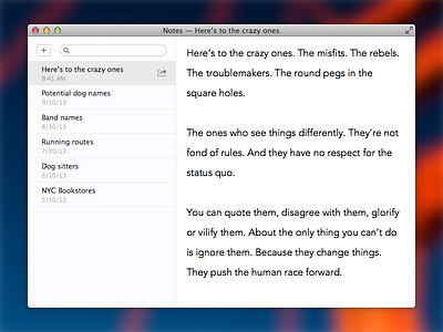 Notes Mockup (OS X)