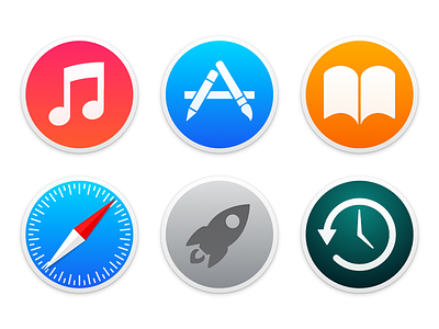 Yosemite Circle Icons 10.10 app store ibooks icons itunes launchpad mac os x safari time machine yosemite