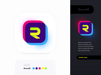 RevealR Icon additional app ar art augmented branding color design effect light logo palette reality style styleguide