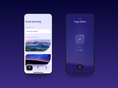 Meditation app color control interface marmelad meditation meditation app morning nature pause play progress relax sound timer typography ui violet