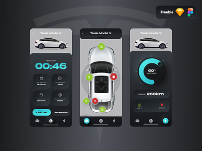 Tesla UI Exploration car app car booking car rental app dark app dark ui tesla tesla app