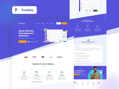 Freebie Delivery Management Website (Saas) deliver website figmaresource free landing page free website freebie freefigma freepsd landing page saas saas website saaslandingpage ui