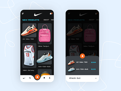 Nike app UI Exploration app app-redesign appdesign blackapp branding dark darkui design e-commerce ecommerce modern nike nike-redesign product productapp redesign ui