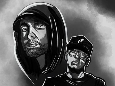 Eminem x Logic art artwork bw drawing graphic illustration music painting rap