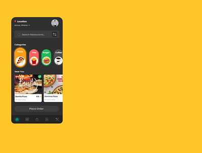 Dark theme food ui