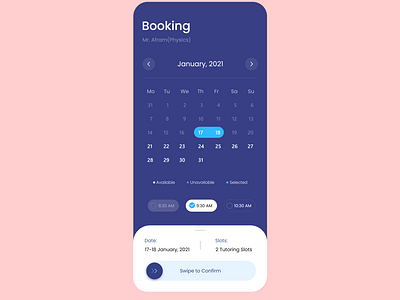 Calendar UI , booking