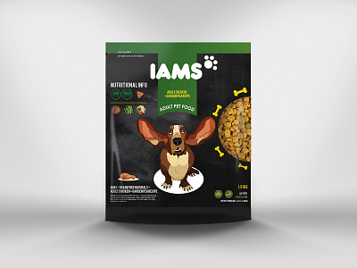 Student project - Packaging redesign of dog's food "IAMS" dog dogfood food illustration illustrator mockup packaging design packaging mockup redesign