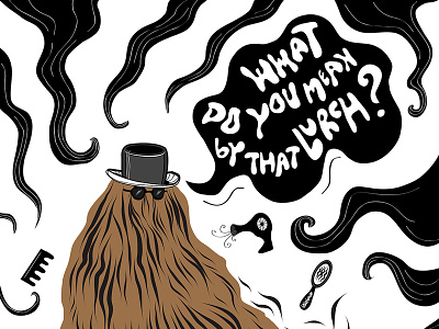 Illustration inspired by Addams Family show - Cousin Itt addamsfamily akareddie black cheerful cousinitt curved fanart funny illustration illustrative illustrator lines playful vector
