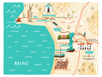 Nazare walking map map map illustration nazare