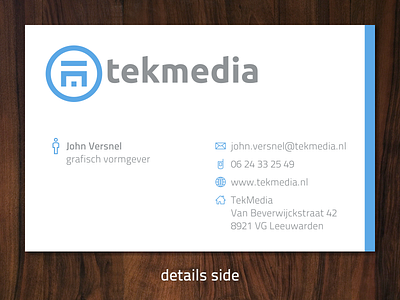 TekMedia business card - details side business card