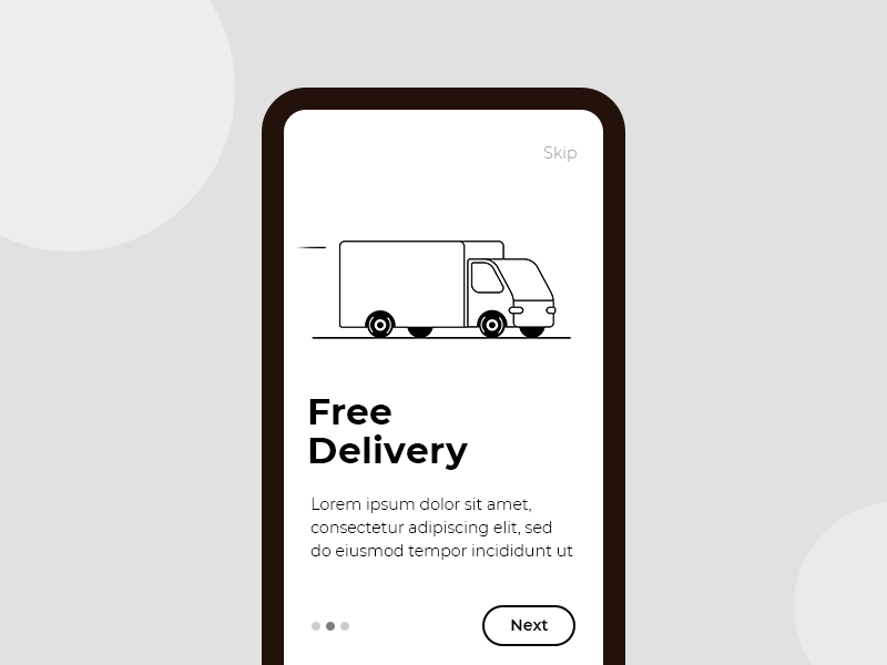 Onboarding Screen - Free Delivery animation cargo delivery graphic design icon animation illustration logistics logo minimal motion graphics onboarding single color stroke transportation ui ux