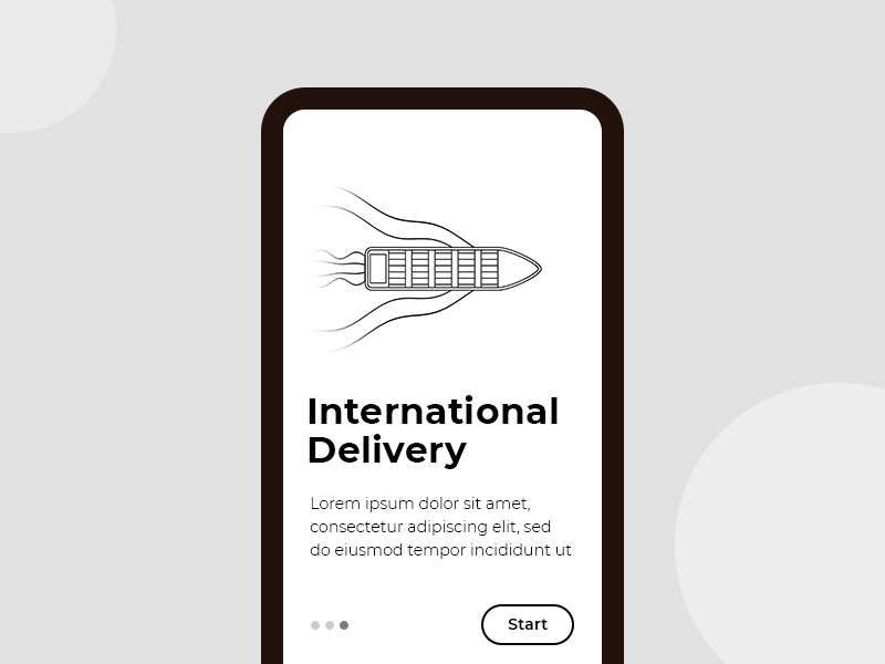Onboarding screen - International Shipping android app animation delivery app graphic design illustration international delivery ios app micro animation minimal mobile ui motion graphics onboarding sign in sign up stroke ui ux ux design walkthrough