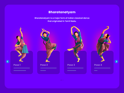 Dancers - Gallery UI section bharatanatyam branding colorful dancer gallery graphic design illustration india indian minimal onboarding typography ui user interface ux web app website