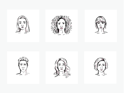 Line Art Face Illustrations 1/2 diverse faces diverse people diversity drawing faces graphic design heads headshot illustration ipad line art line drawing lines people portrait procreate