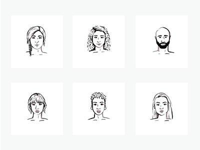 Line Art Face Illustrations 2/2 diverse faces diverse people diversity drawing faces graphic design headshot illustration ipad line art line drawing people portrait procreate