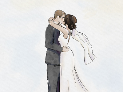 Wedding Digital Watercolor Illustration