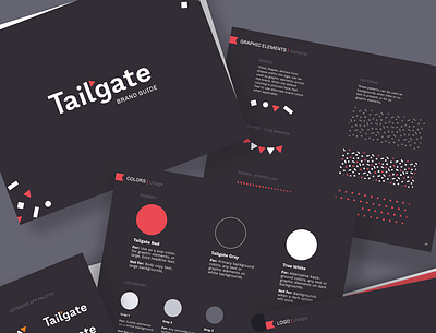 Tailgate Brand Guide athletics brand brand guide brand guidlines branding confetti energetic flag football fun logo sport sports sporty tailgate tailgates tailgating