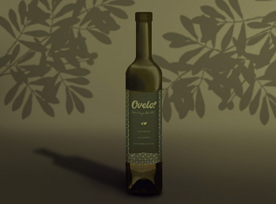 Ovelo Olive Oil Label bottle bottle label branding extra virgin olive oil green label design leaves logo mockup olive olive oil olives pattern